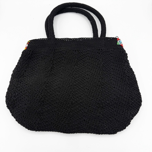 Fiorucci Italy Crochet Beaded Embroidery Fringe Small Purse - Picture 3 of 10